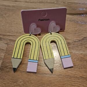 Fashion Boutique Cute Novelty Pencil Dangle Earrings ~ Lightweight Plexiglass